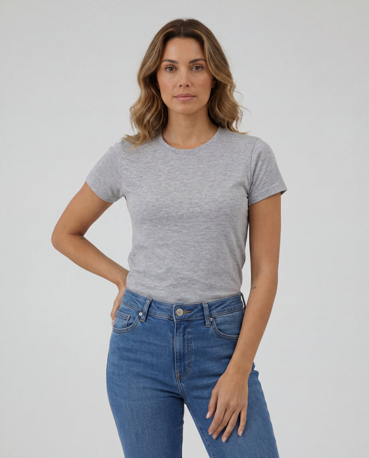 Camiseta Mujer Cuello Redondo - Gris Jaspe