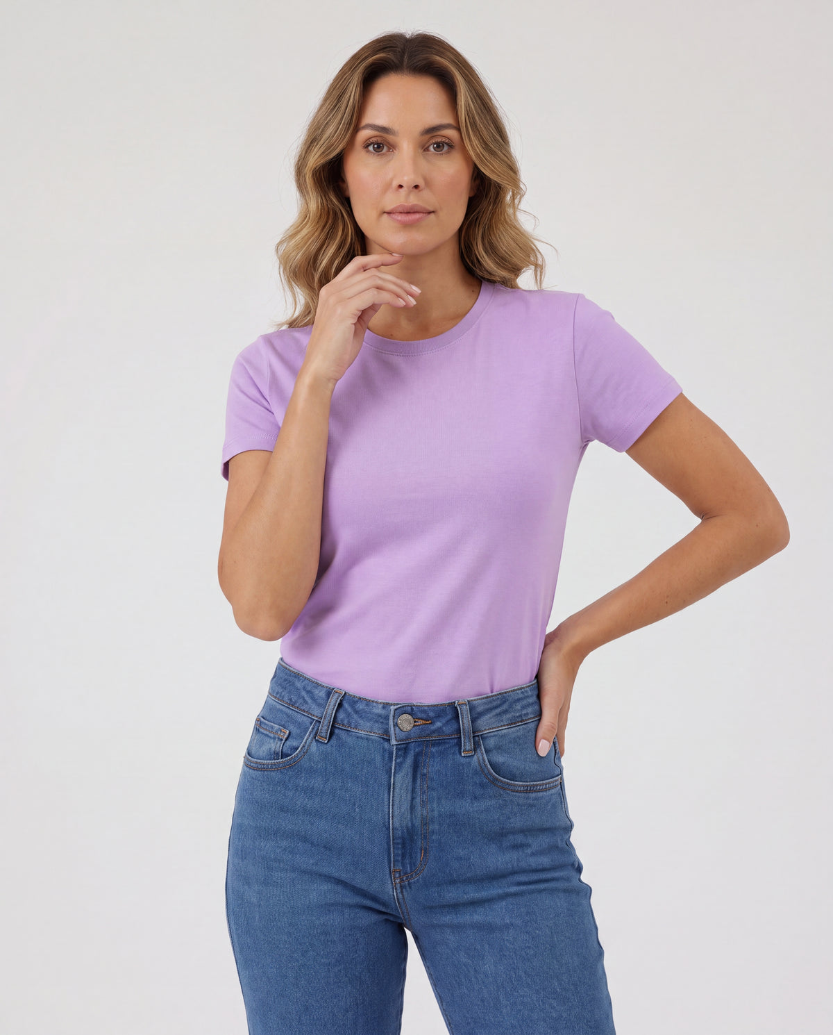 Camiseta Mujer Cuello Redondo - Lila Claro