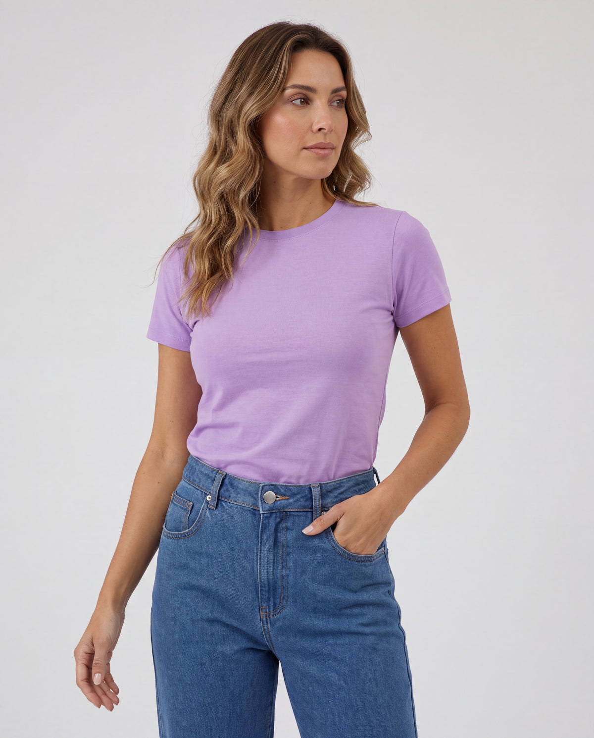 Camiseta Mujer Cuello Redondo - Lila Claro
