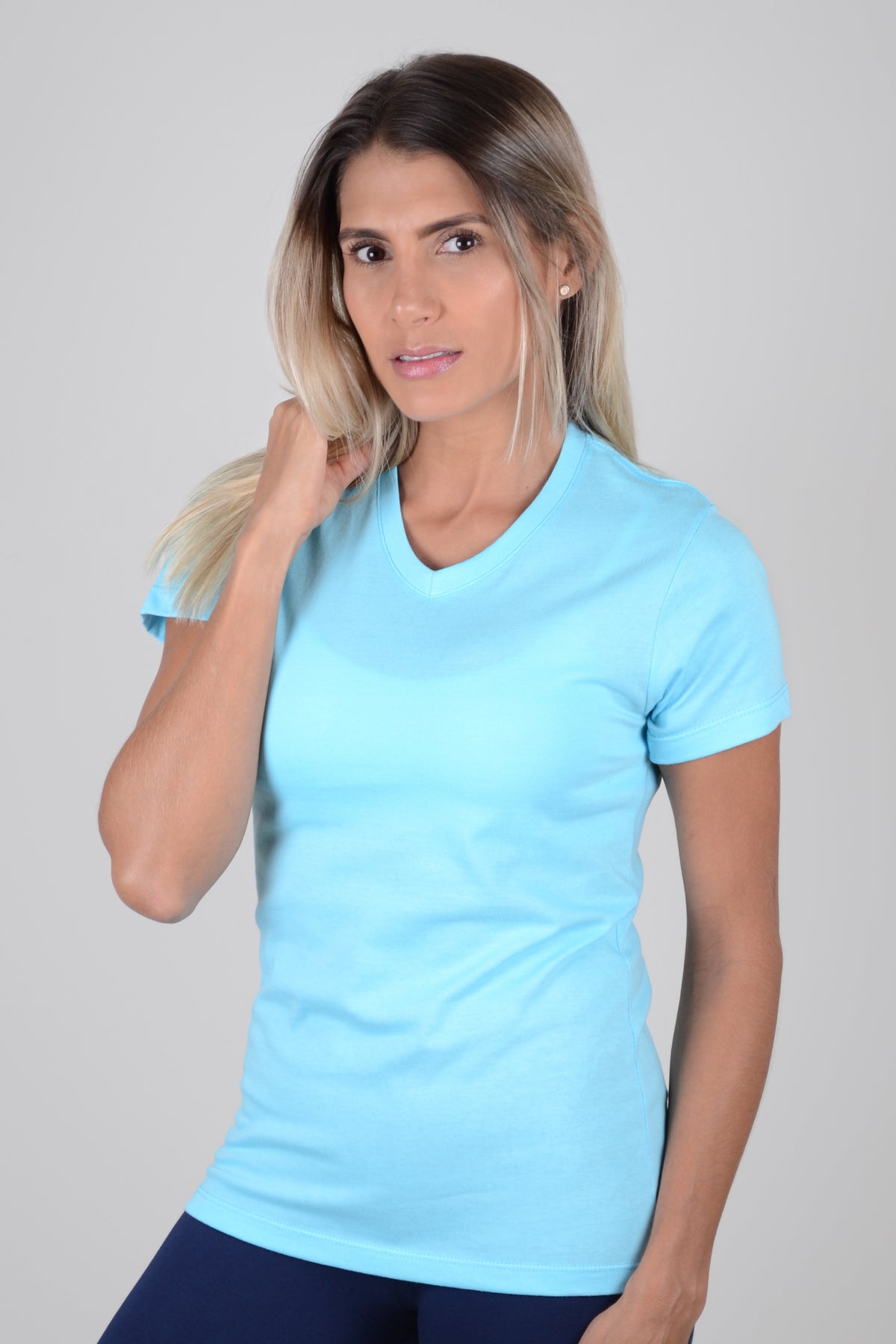 Camiseta Mujer Cuello V - Agua
