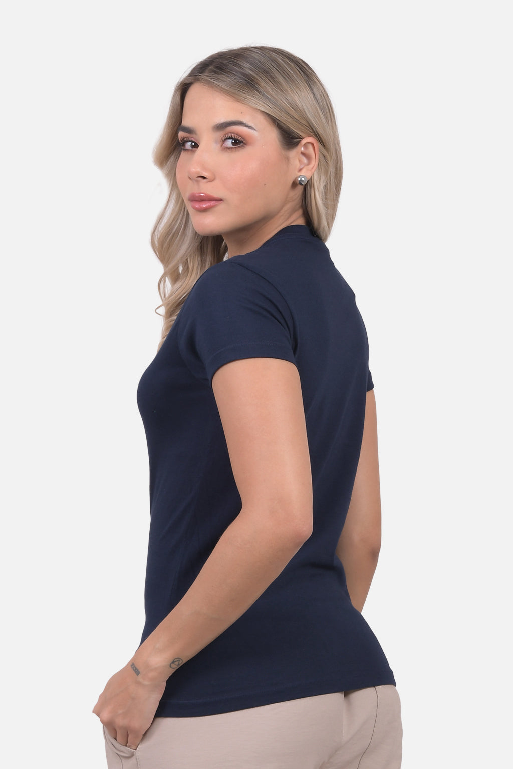 Camiseta Mujer Cuello V - Azul Navy