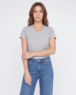 Camiseta Mujer Cuello V - Gris Jaspe