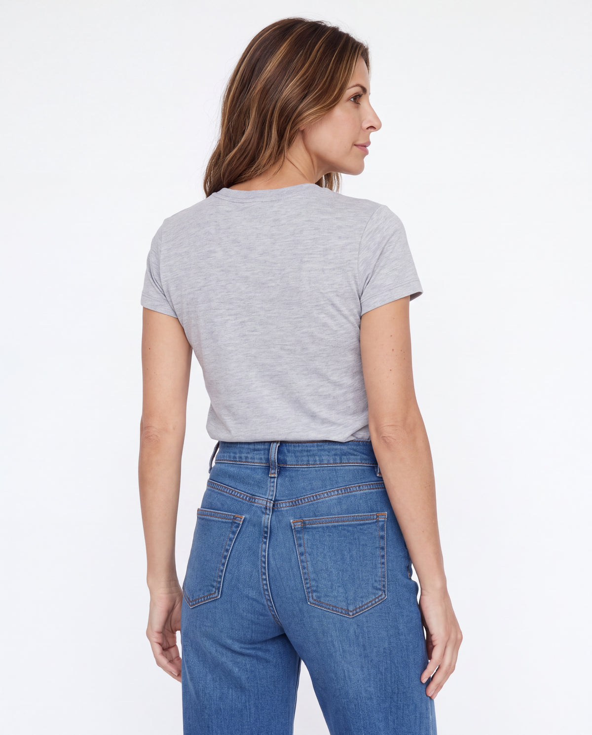 Camiseta Mujer Cuello V - Gris Jaspe