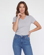 Camiseta Mujer Cuello V - Gris Jaspe