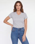 Camiseta Mujer Cuello V - Gris Jaspe