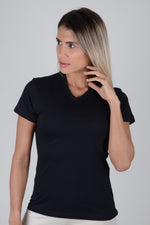 Camiseta Mujer Cuello V - Negra