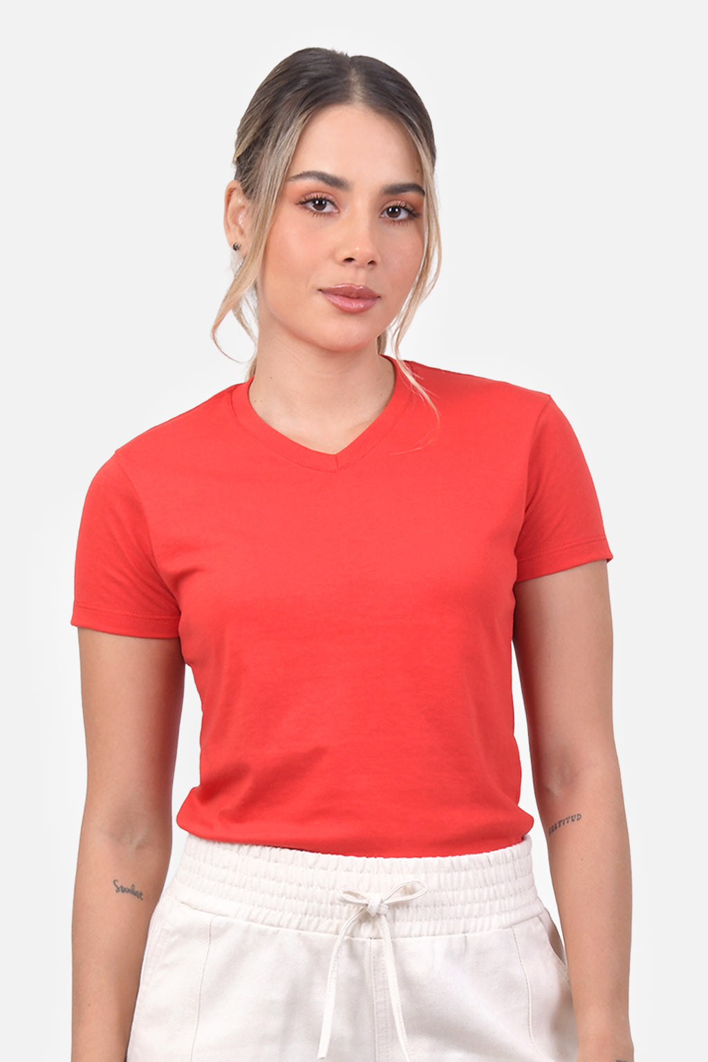 Camiseta Mujer Cuello V - Roja