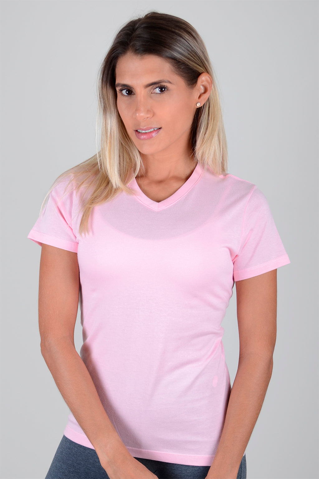 Camiseta Mujer Cuello V - Rosada