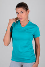 Camiseta Mujer Cuello V - Turqueza