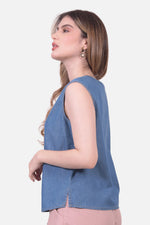 Blusa Flora - Azul Medio