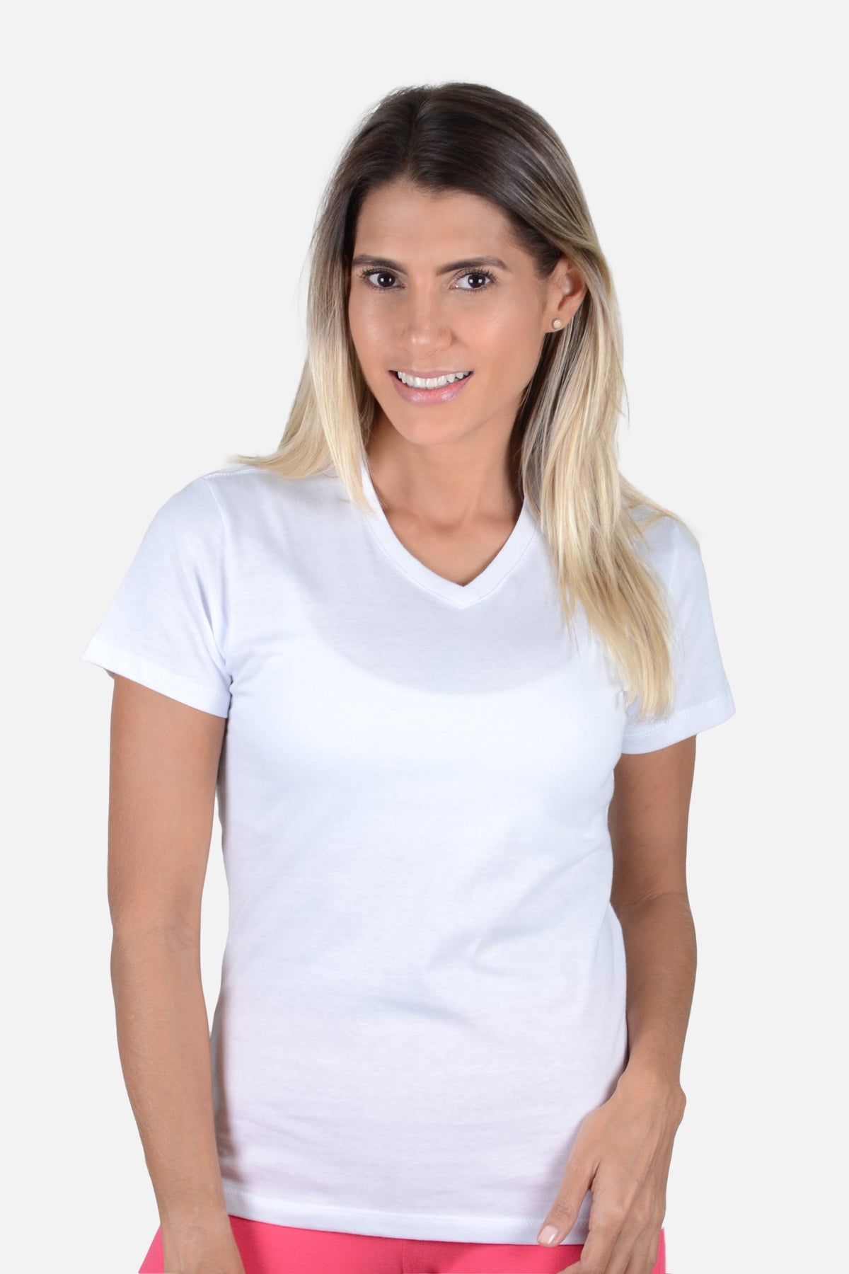Camiseta Mujer Cuello V - Blanca