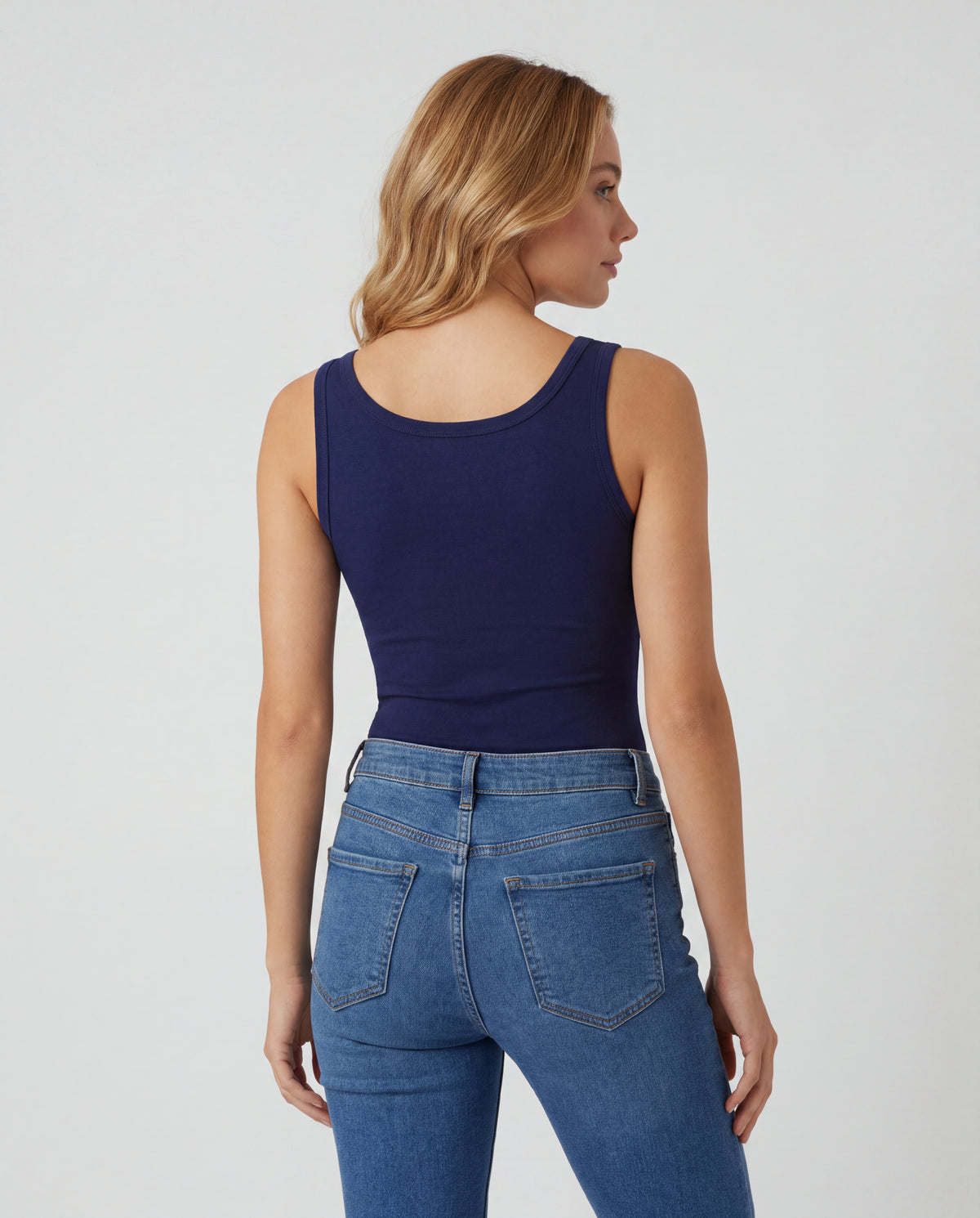 Basica Mujer Naranja - Azul Navy