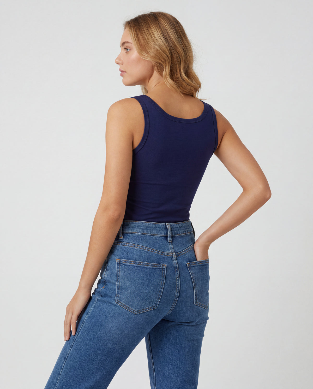 Basica Mujer Naranja - Azul Navy