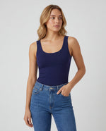 Basica Mujer Naranja - Azul Navy