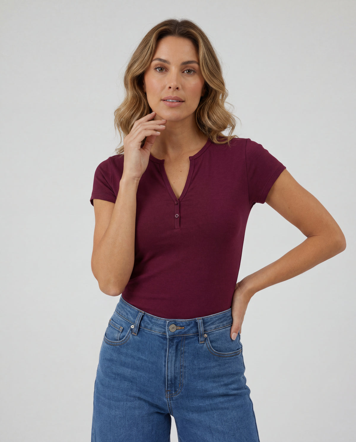 Basica Mujer Kiwi - Vinotinto