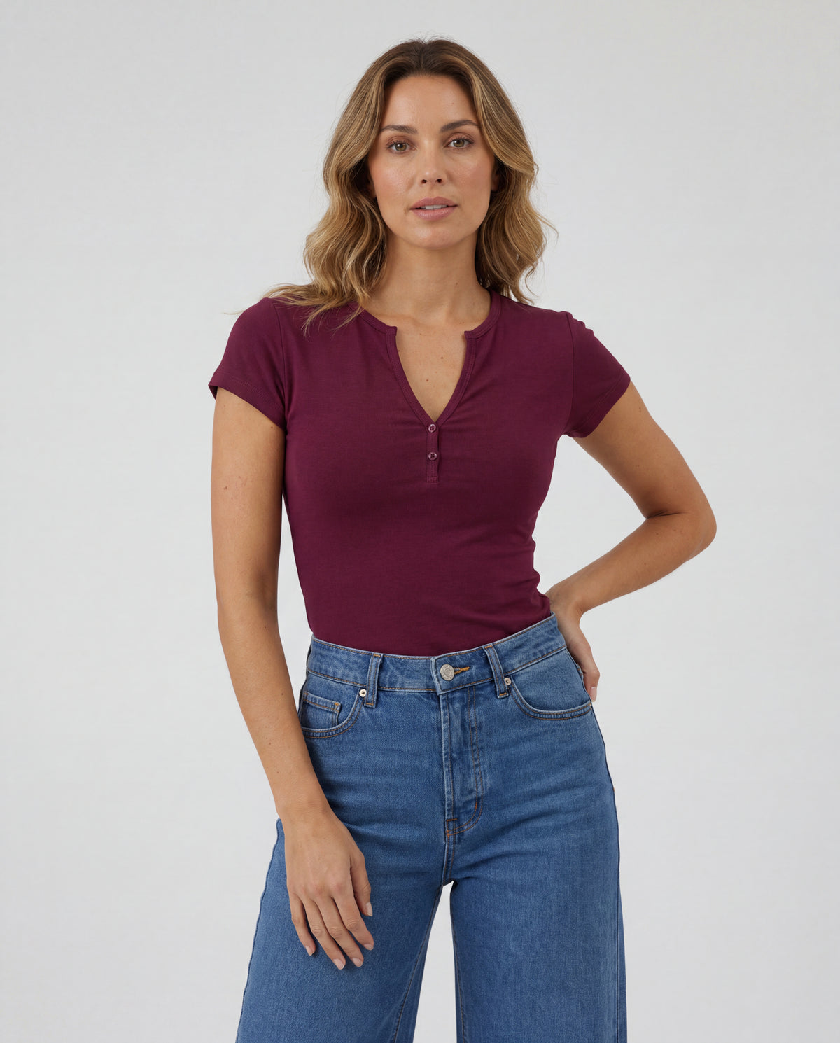 Basica Mujer Kiwi - Vinotinto