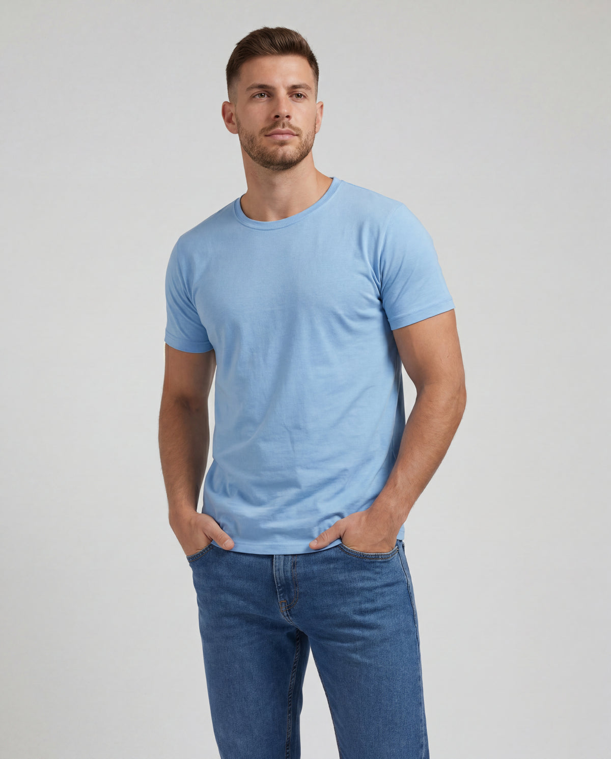 Camiseta Hombre Cuello Redondo Delgado - Cielo Jaspe