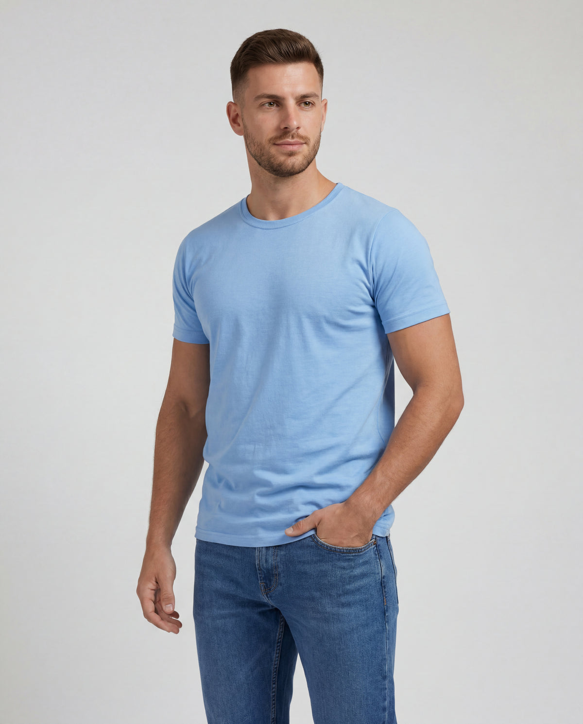 Camiseta Hombre Cuello Redondo Delgado - Cielo Jaspe