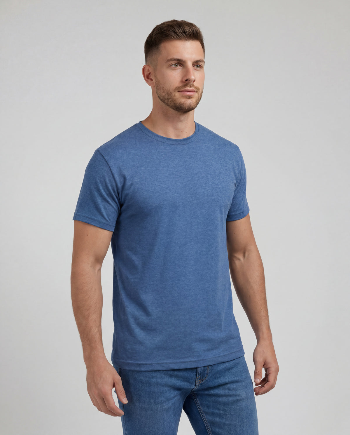 Camiseta Hombre Cuello Redondo Delgado - Azul Jaspe