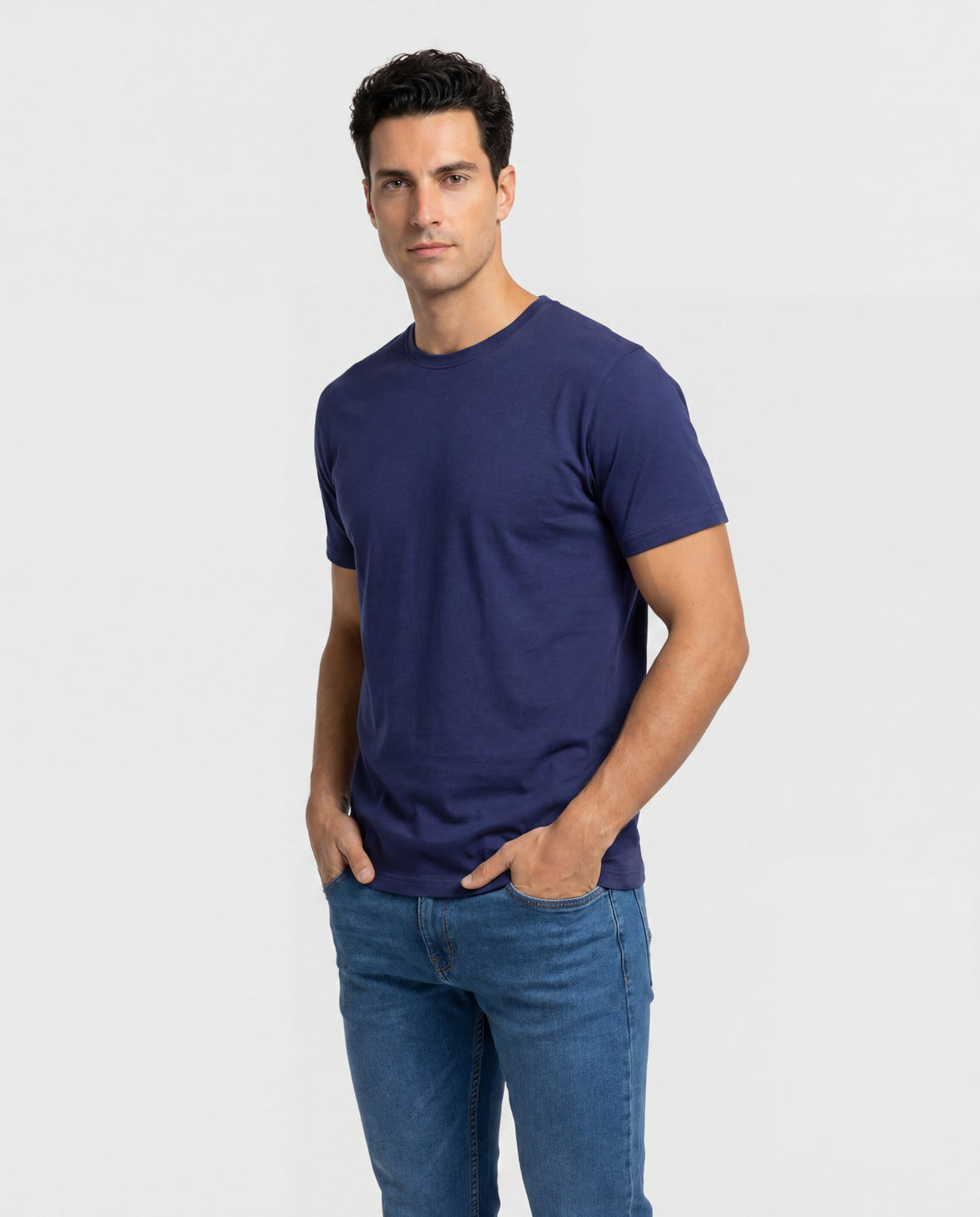 Camiseta Hombre Cuello Redondo Delgado - Azul Navy