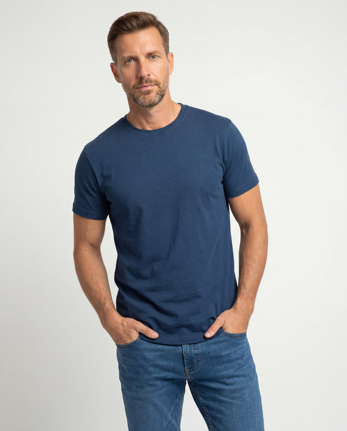 Camiseta Hombre Cuello Redondo Delgado - Azul Oceano