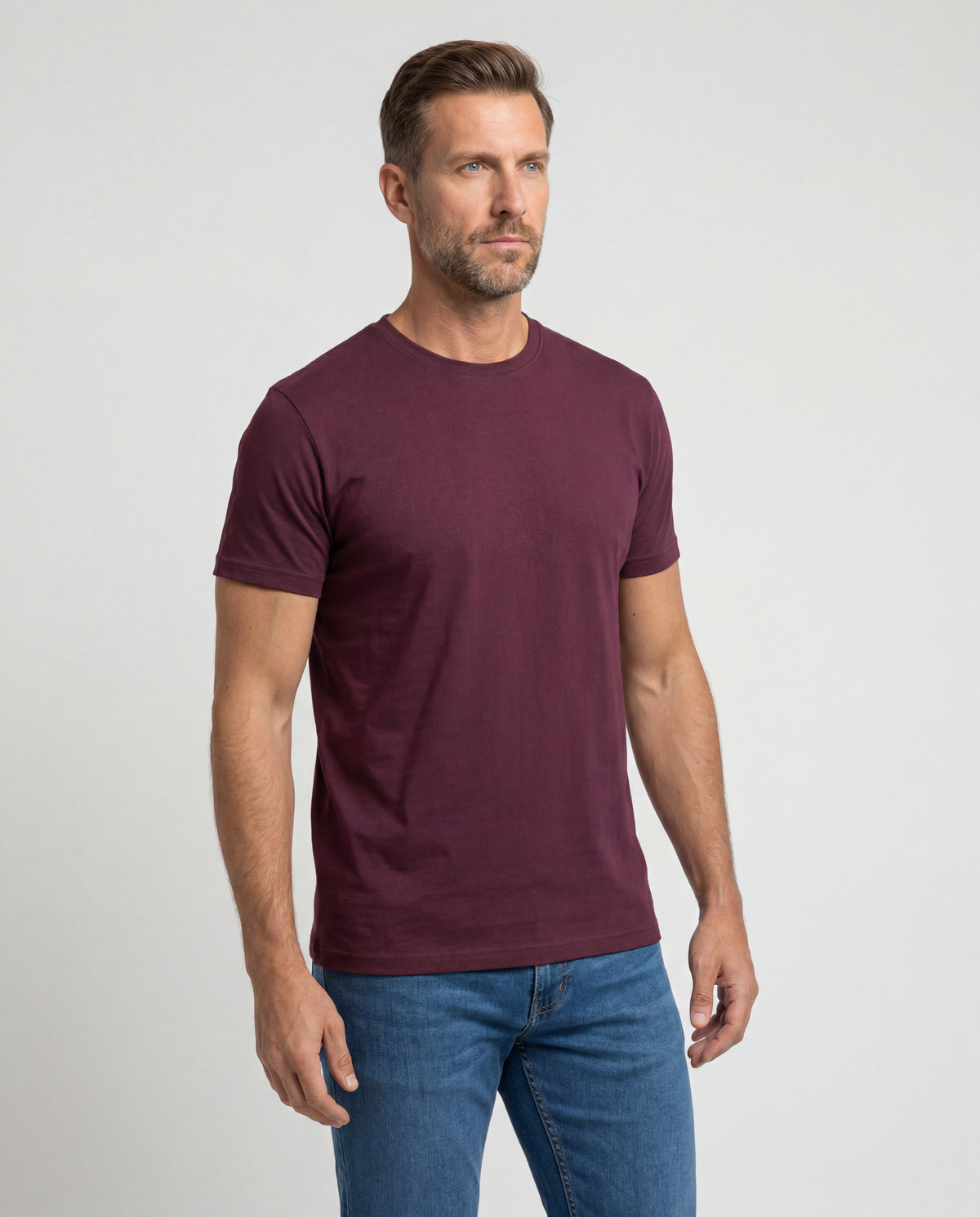 Camiseta Hombre Cuello Redondo Delgado - Burgundy