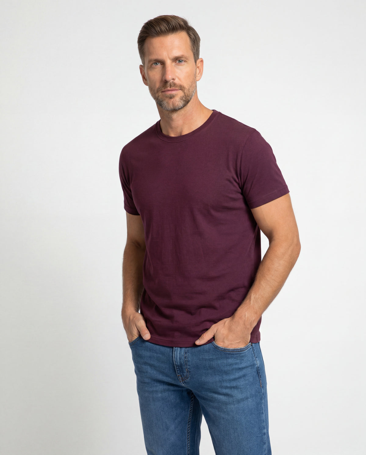 Camiseta Hombre Cuello Redondo Delgado - Burgundy