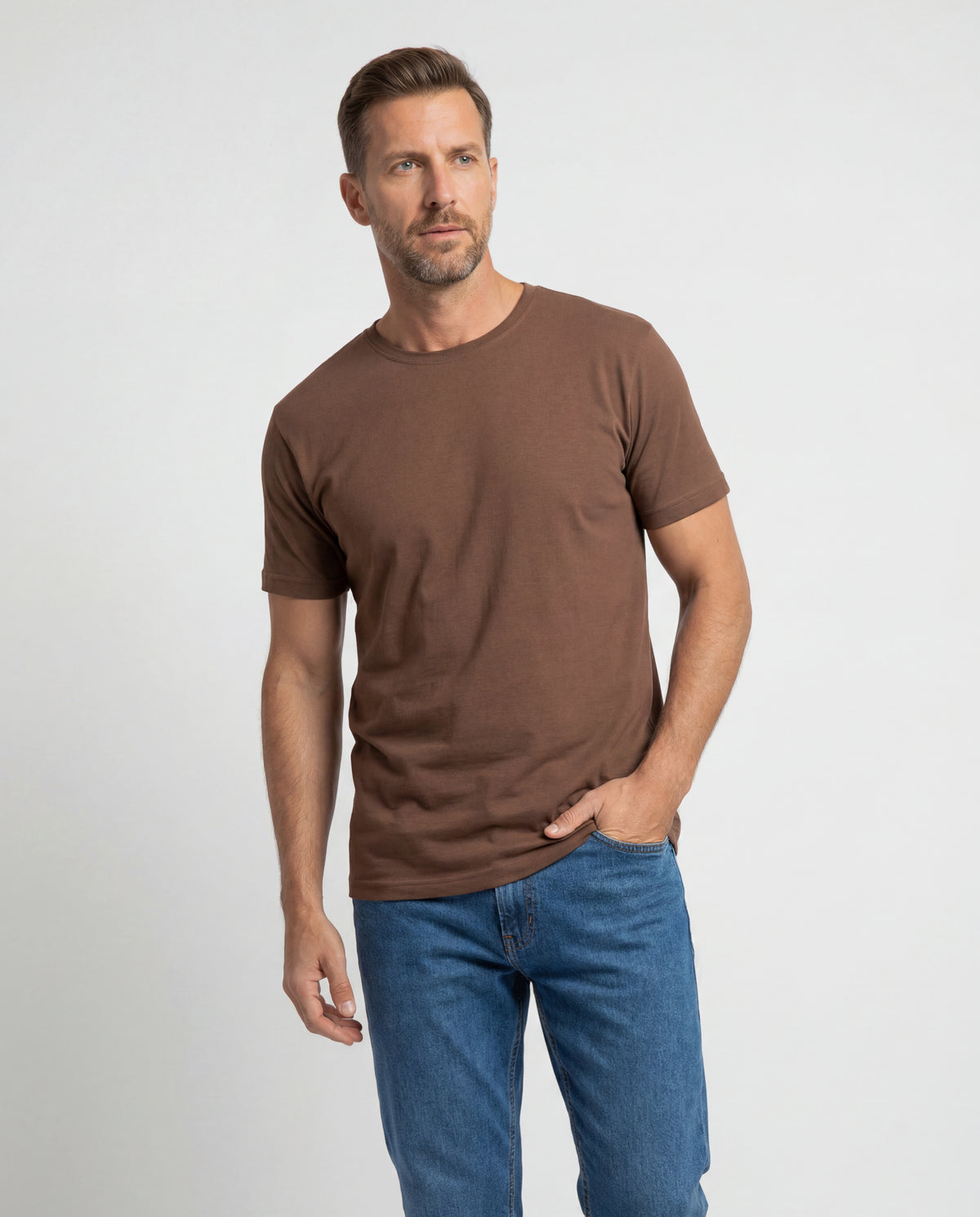 Camiseta Hombre Cuello Redondo Delgado - Cafe Jaspe