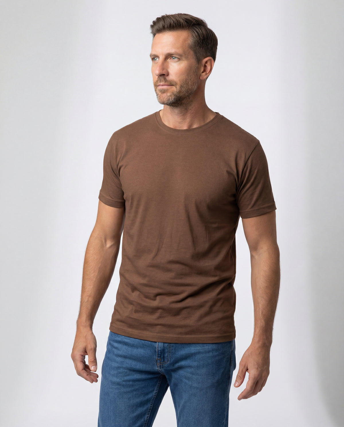 Camiseta Hombre Cuello Redondo Delgado - Cafe Jaspe