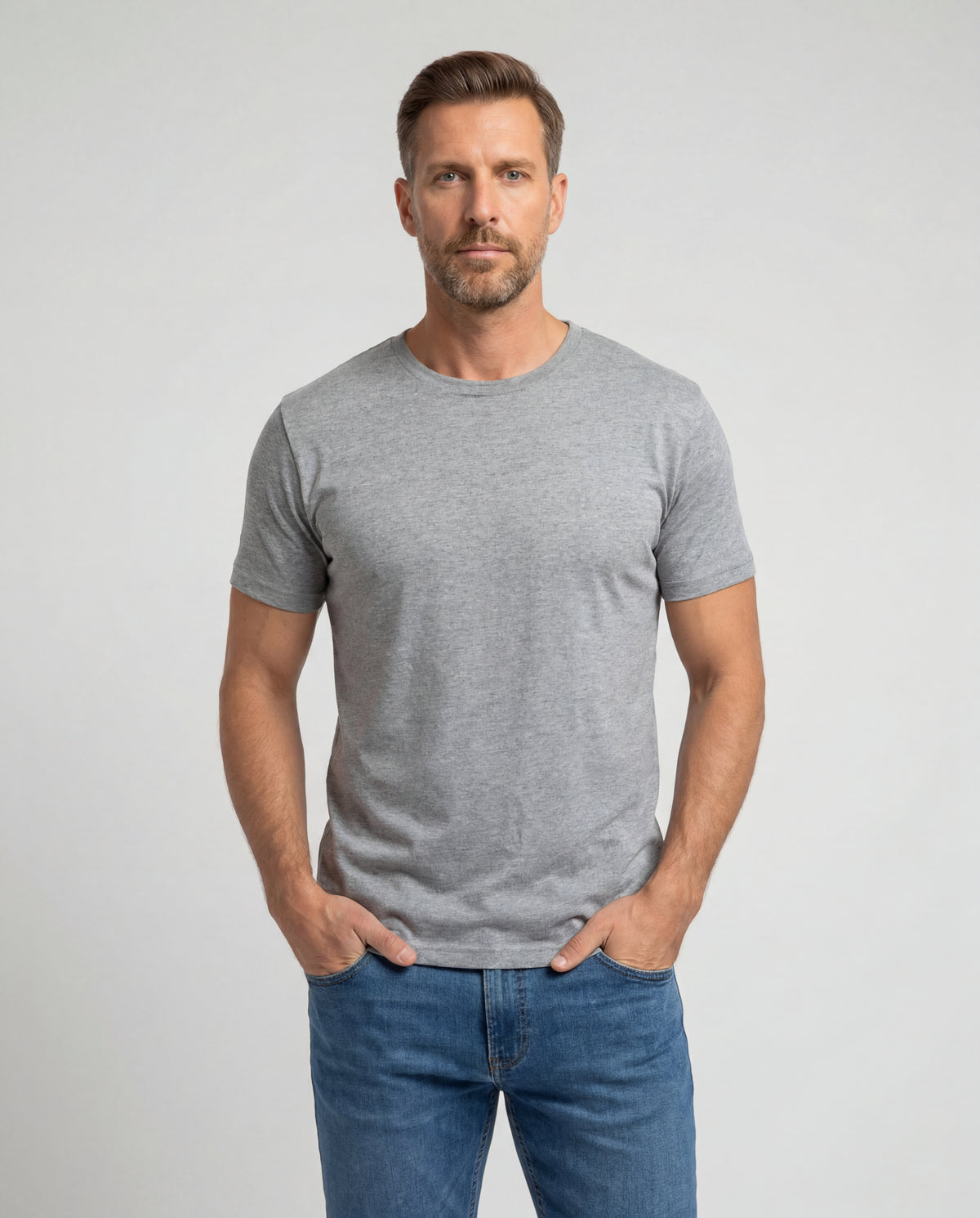 Camiseta Hombre Cuello Redondo Delgado - Gris Jaspe