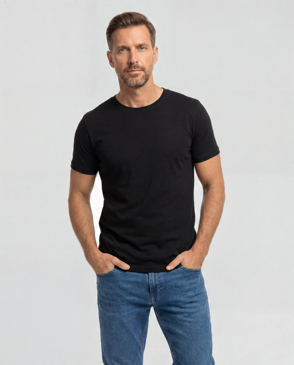 Camiseta Hombre Cuello Redondo Delgado - Negra