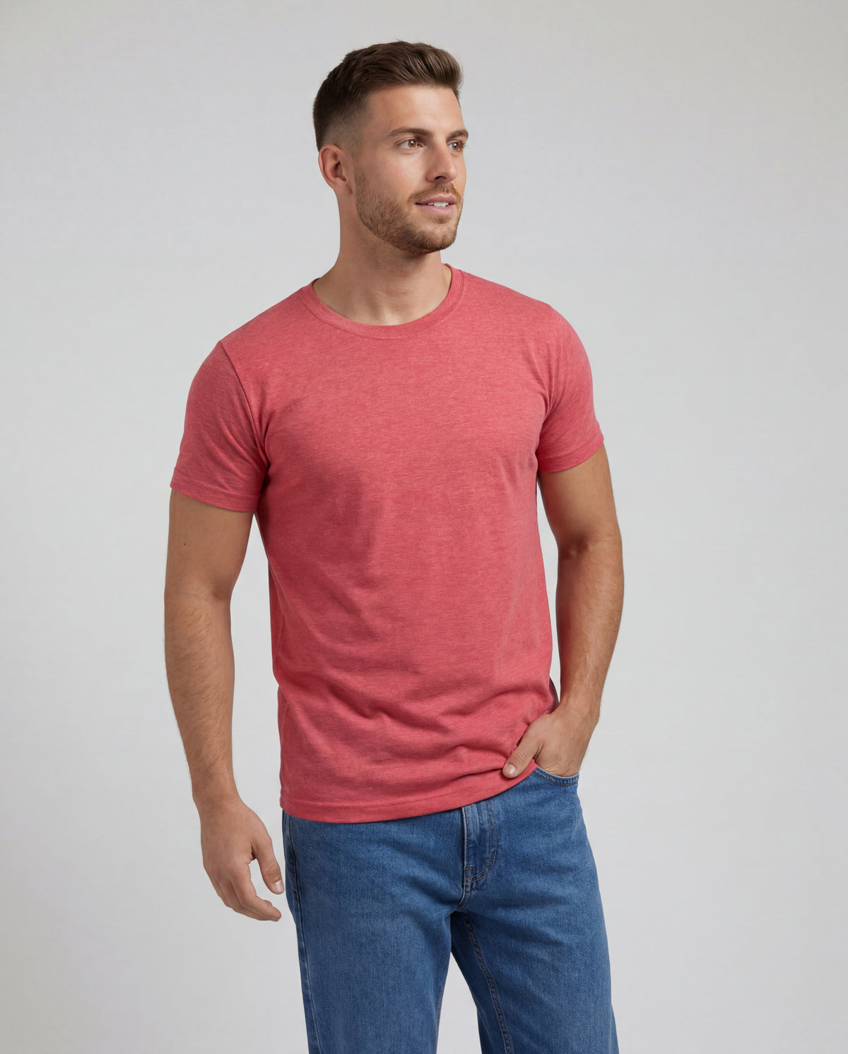 Camiseta Hombre Cuello Redondo Delgado - Rojo Jaspe