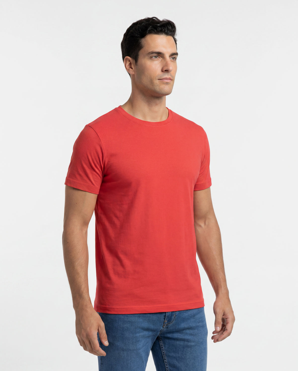 Camiseta Hombre Cuello Redondo Delgado - Roja