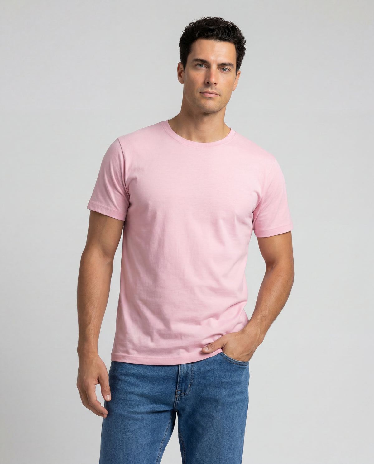 Camiseta Hombre Cuello Redondo Delgado - Rosada