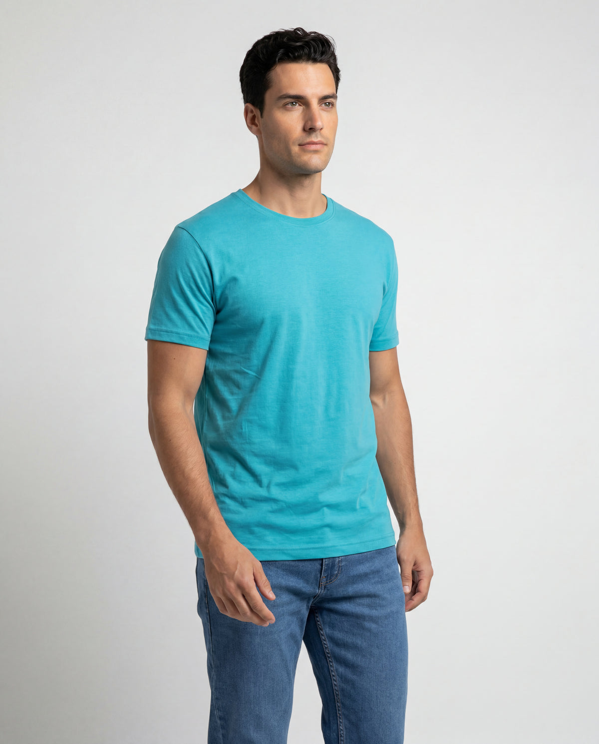 Camiseta Hombre Cuello Redondo Delgado - Turqueza Jaspe