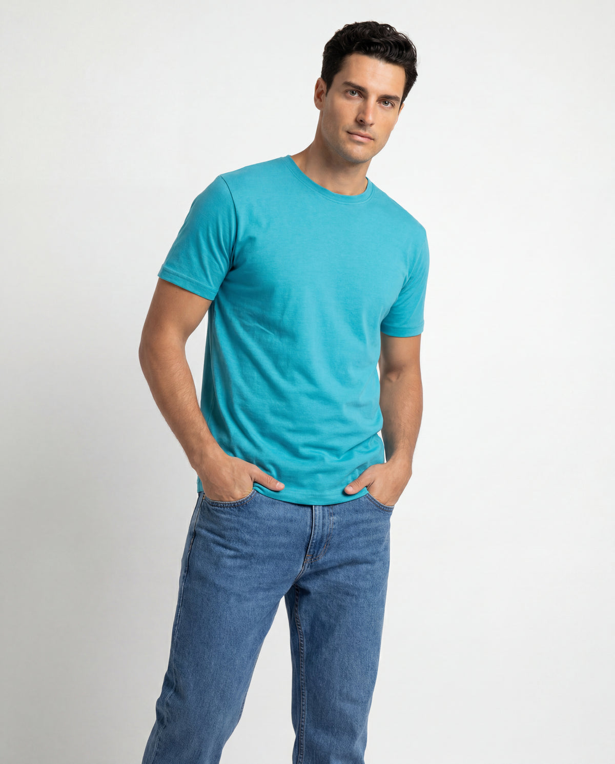 Camiseta Hombre Cuello Redondo Delgado - Turqueza Jaspe