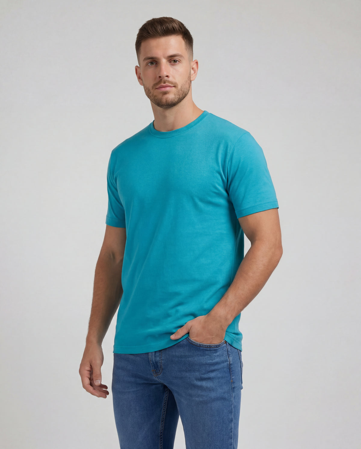 Camiseta Hombre Cuello Redondo Delgado - Turqueza