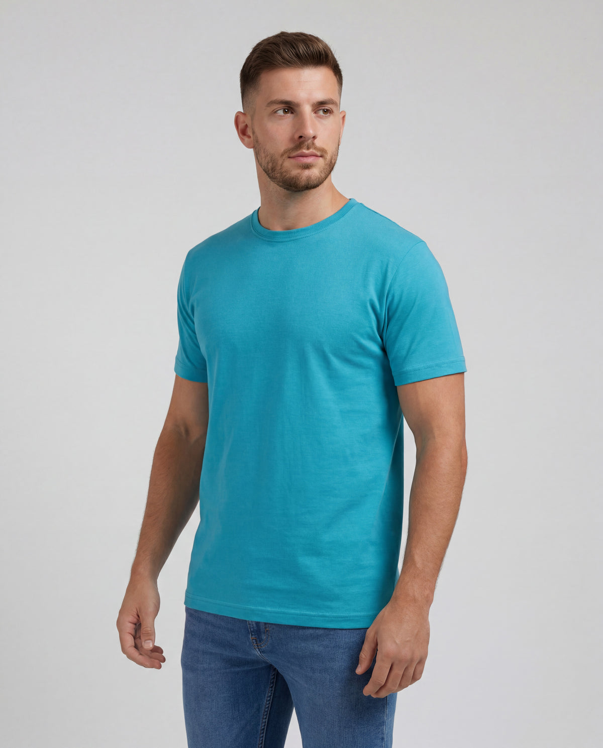 Camiseta Hombre Cuello Redondo Delgado - Turqueza