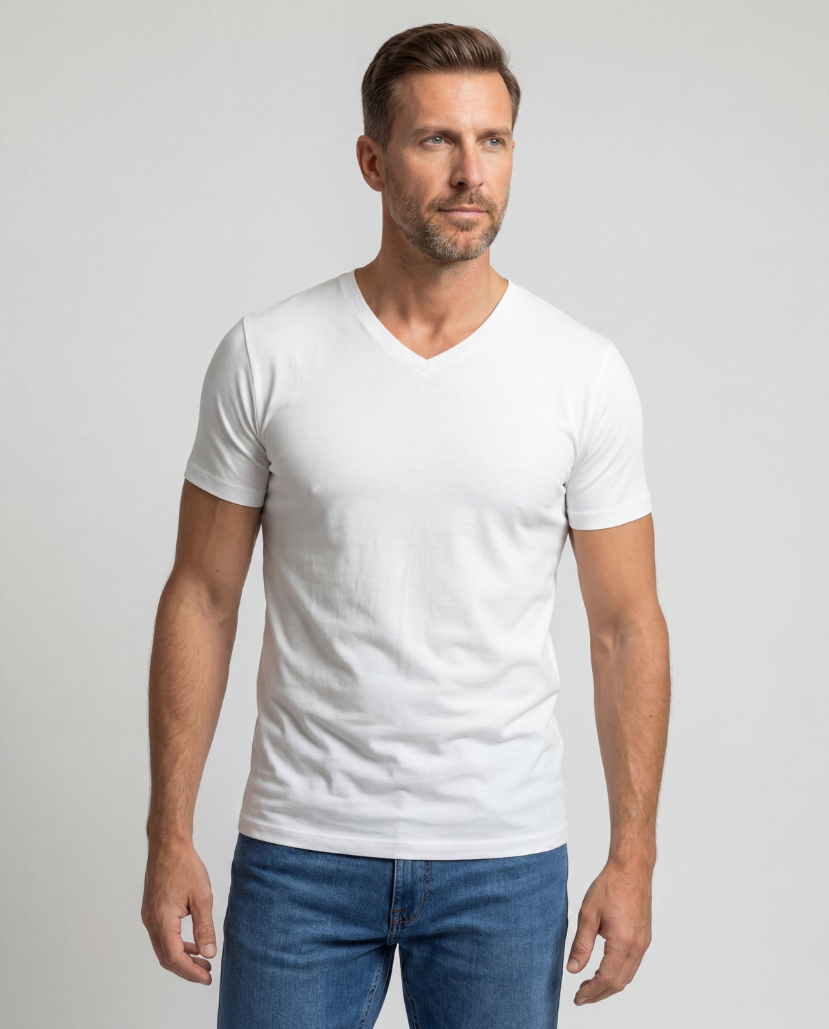 Camiseta Hombre Cuello V - Blanca