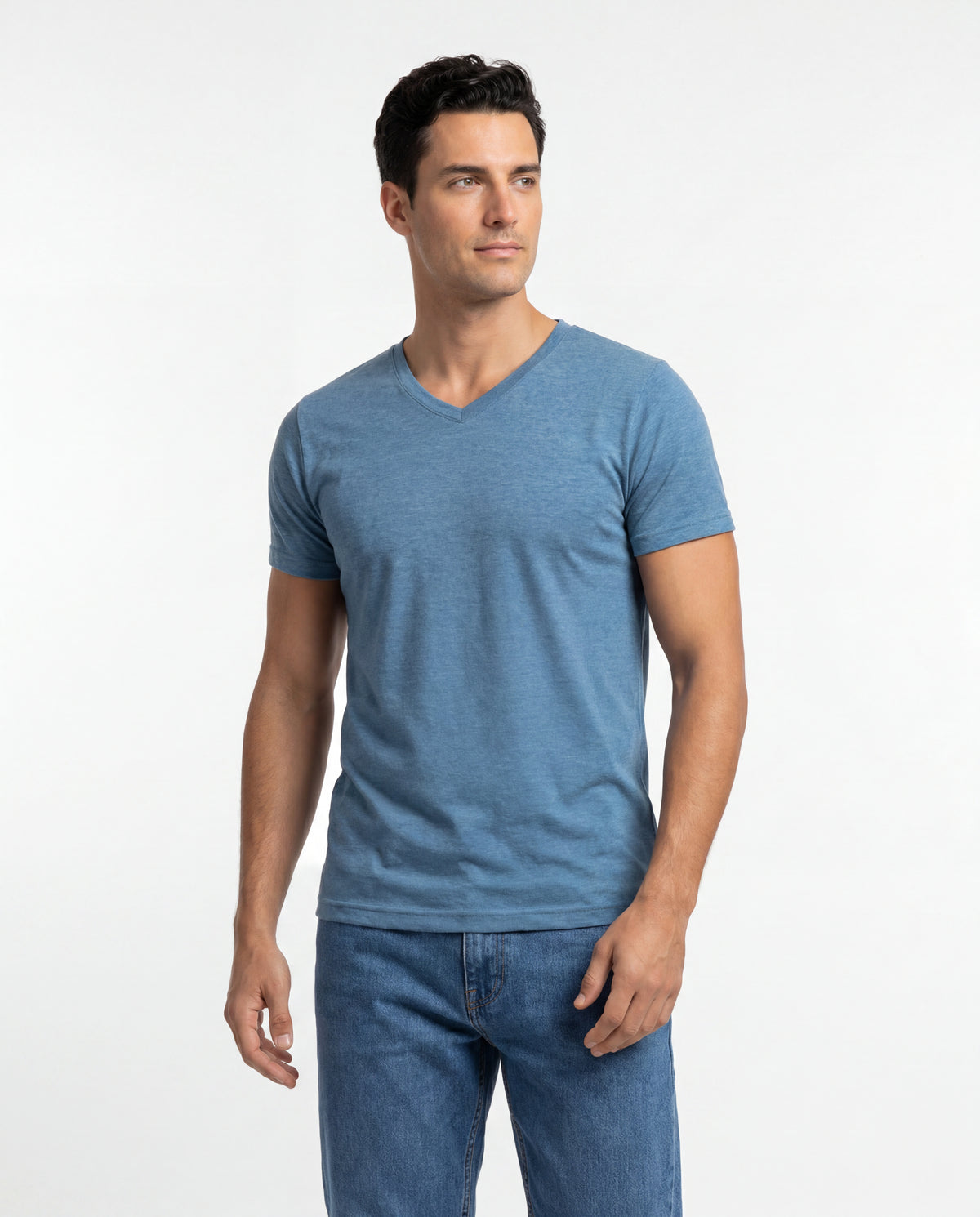 Camiseta Hombre Cuello V - Cielo Jaspe