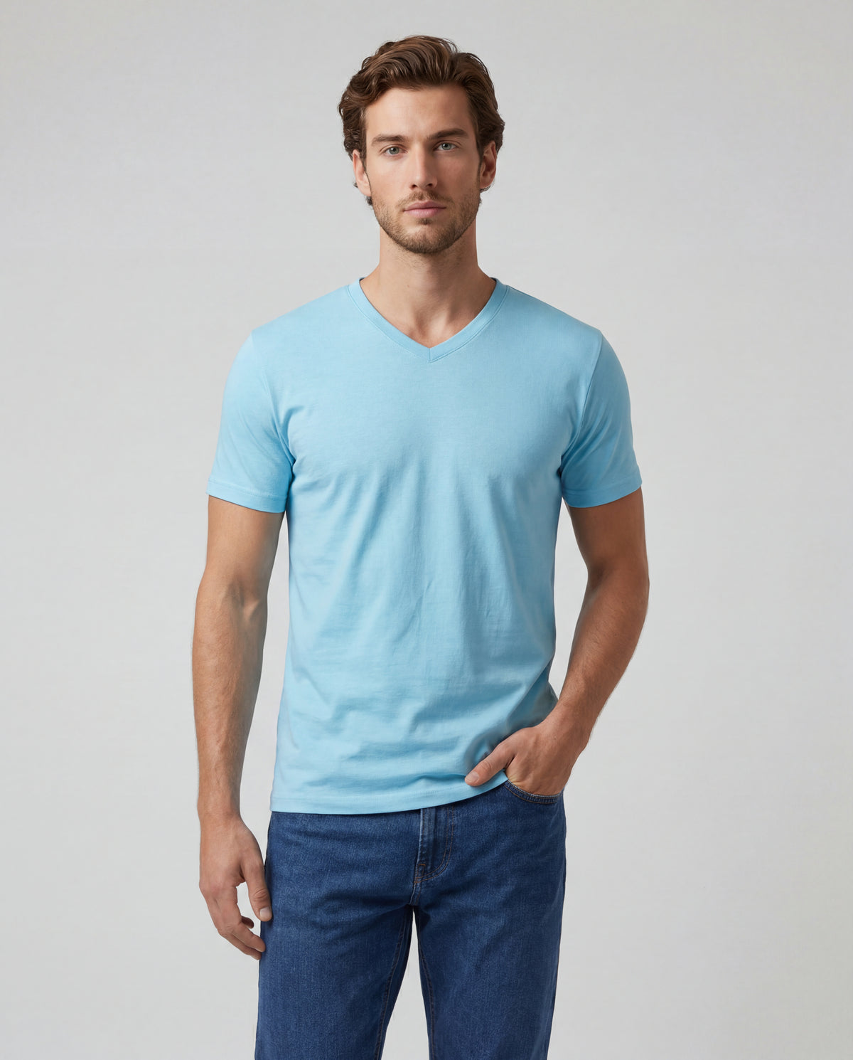 Camiseta Hombre Cuello V - Agua