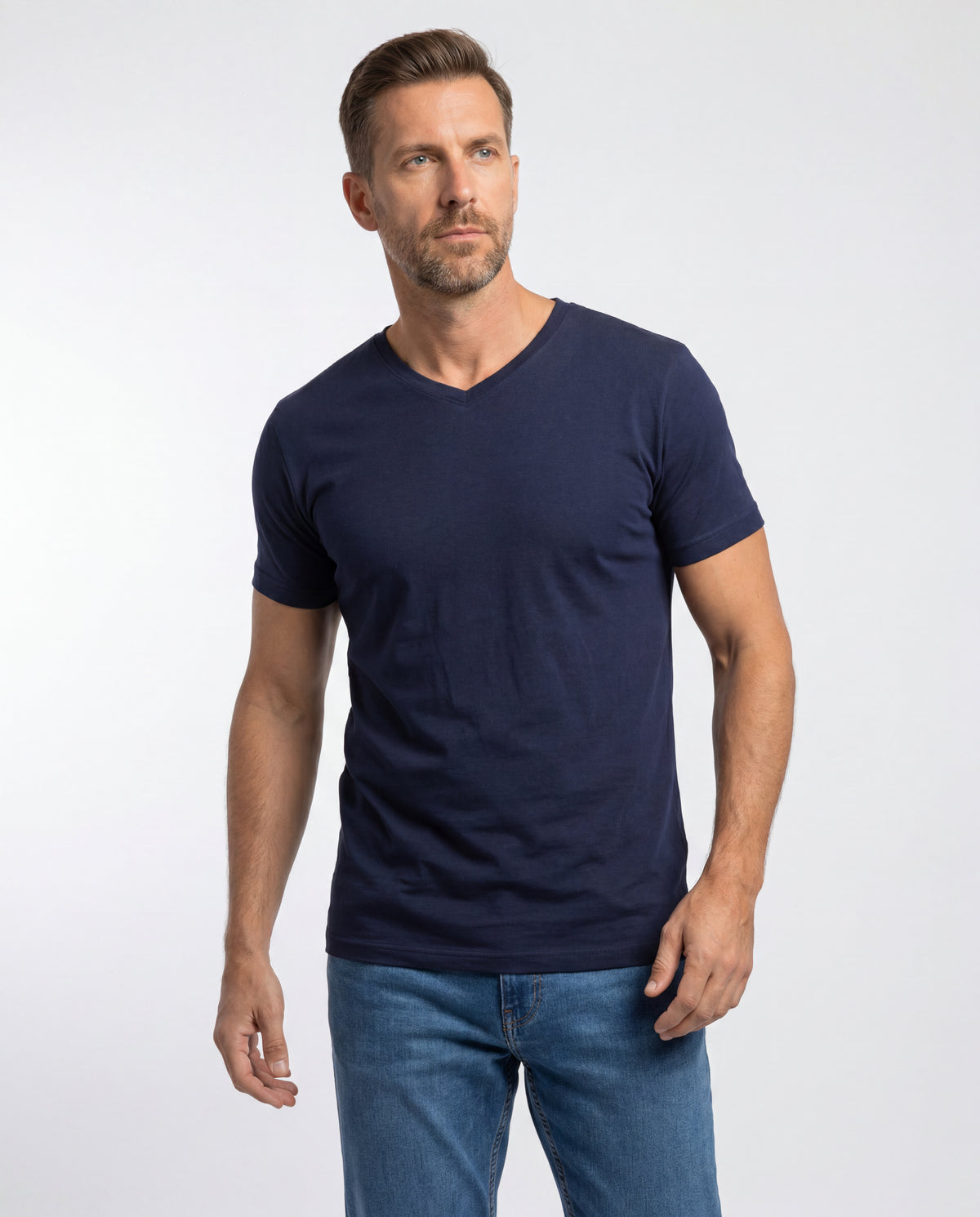 Camiseta Hombre Cuello V - Azul Navy