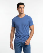 Camiseta Hombre Cuello V - Azul Oceano