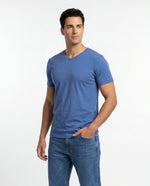 Camiseta Hombre Cuello V - Azul Oceano