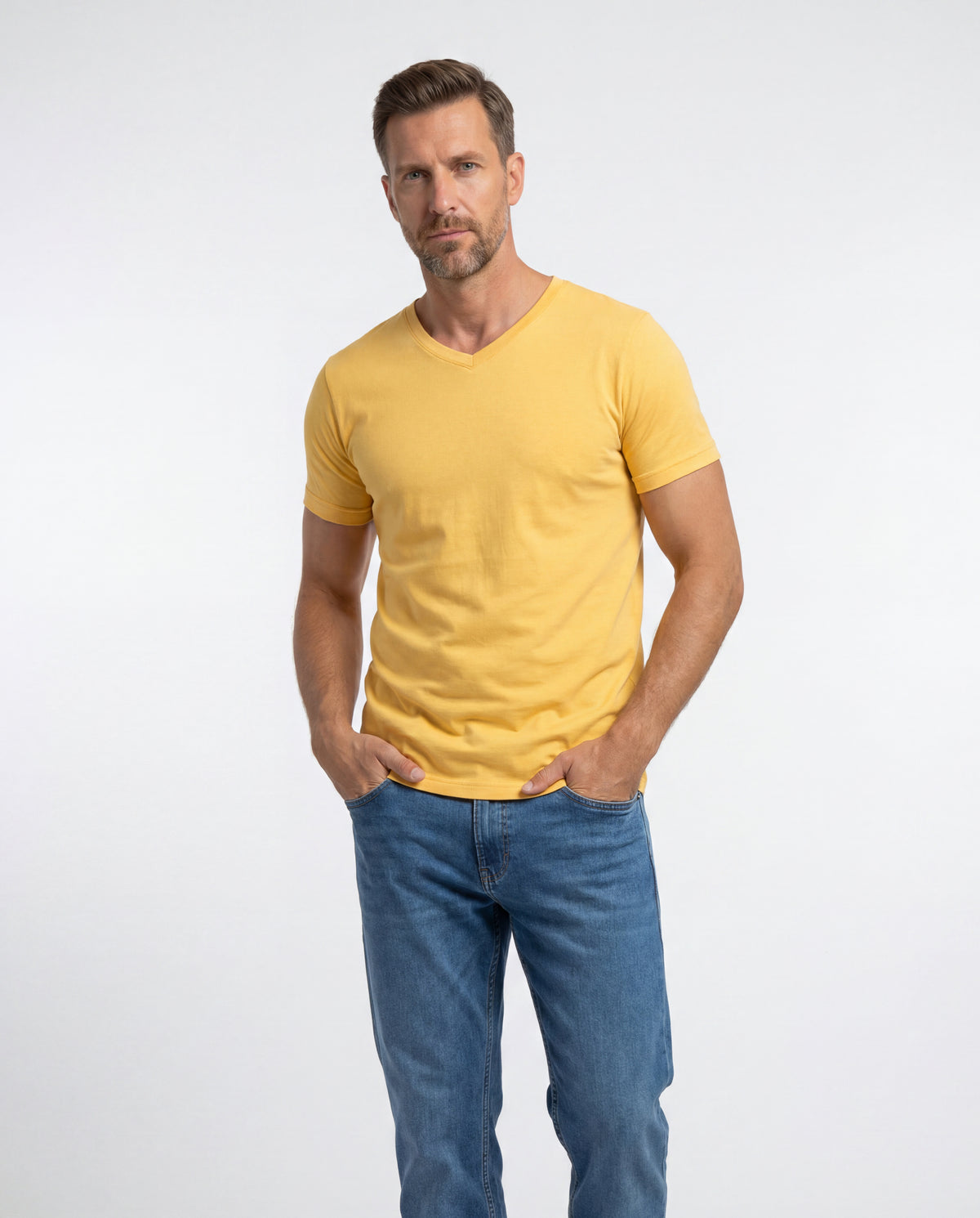 Camiseta Hombre Cuello V - Maiz