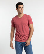 Camiseta Hombre Cuello V - Rojo Jaspe