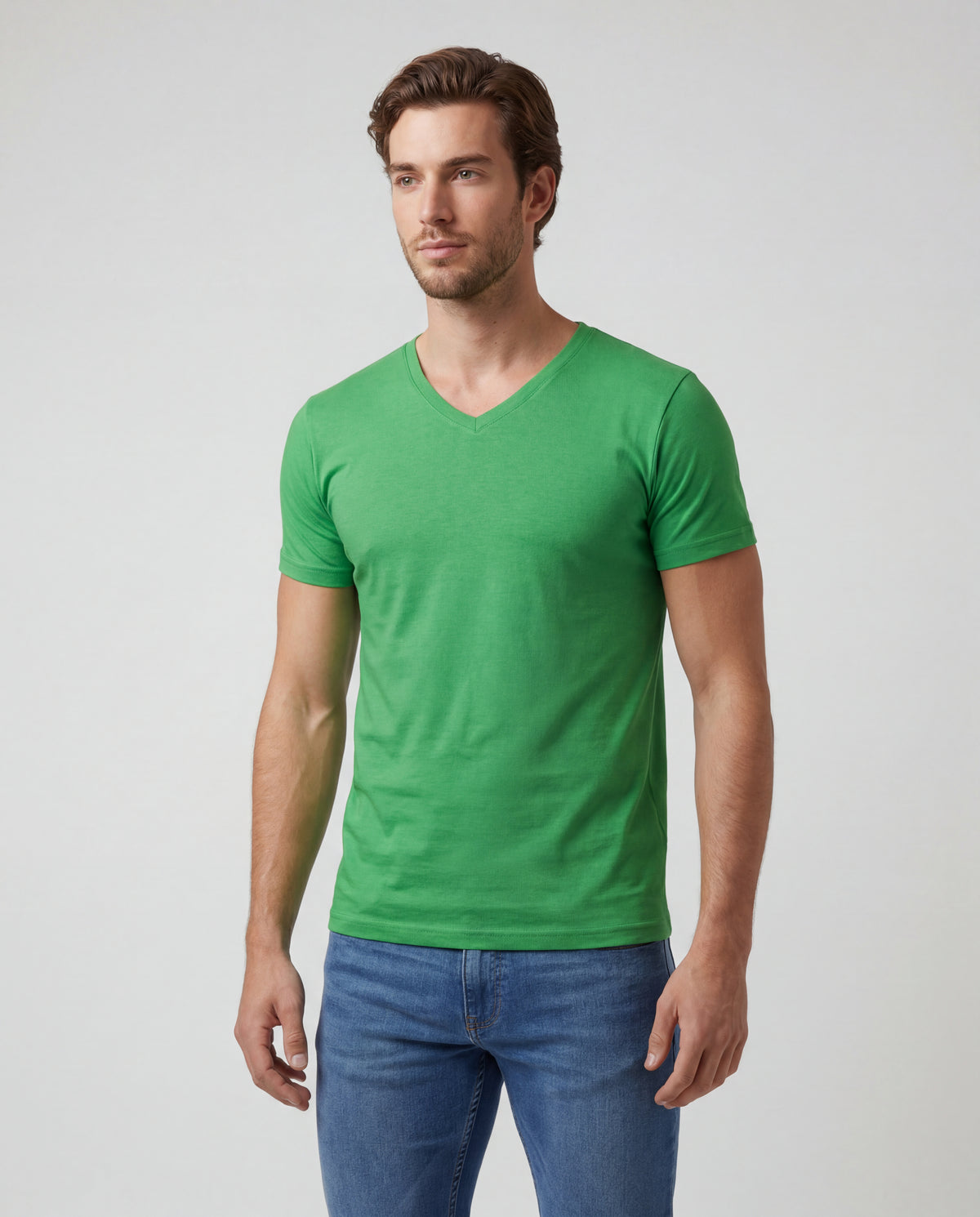 Camiseta Hombre Cuello V - Verde Cali