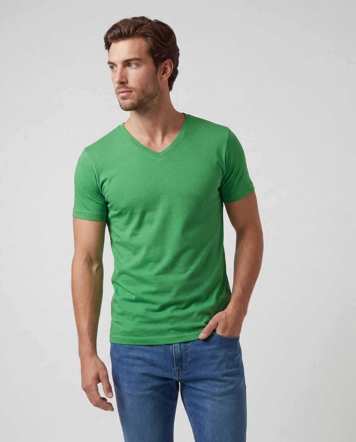 Camiseta Hombre Cuello V - Verde Cali