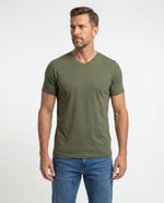 Camiseta Hombre Cuello V - Verde Militar