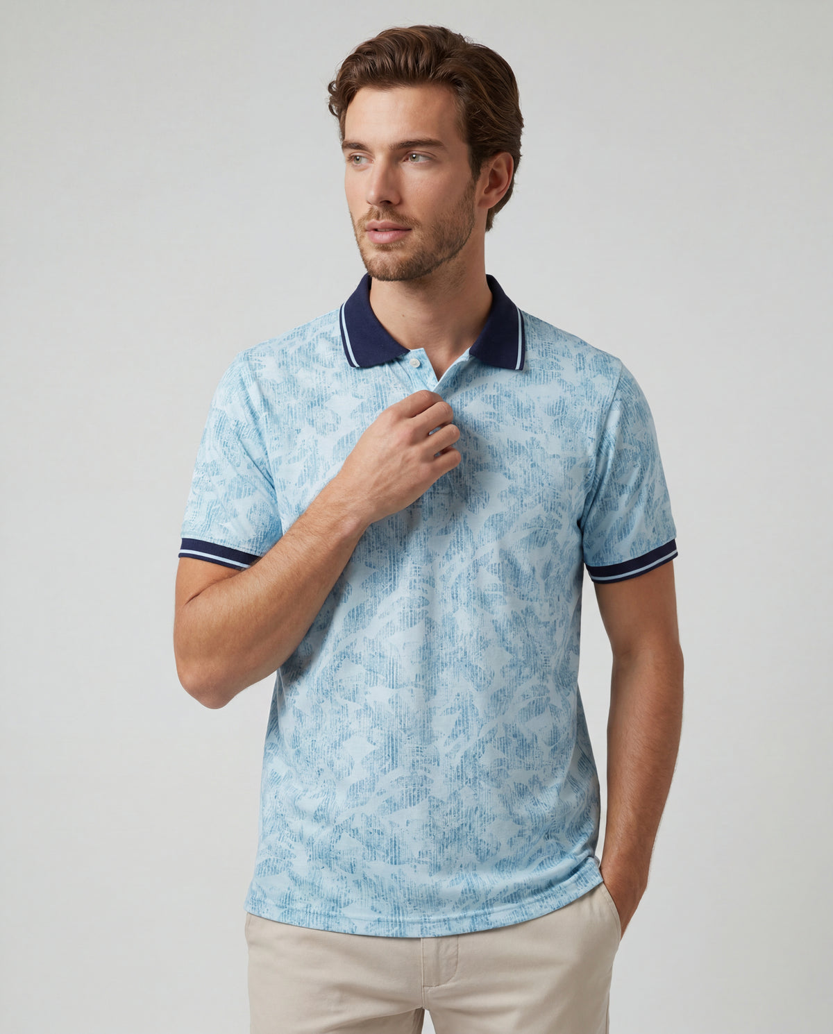 Polo Estampada Franco - Azul Claro